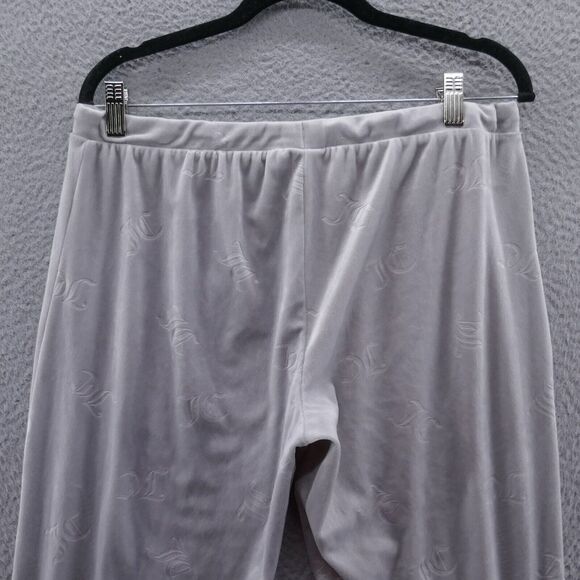 Juicy Couture‎ Womens Soft Velour Jogger Pants Large Gray All Over Logo Lounge - Picture 6 of 14